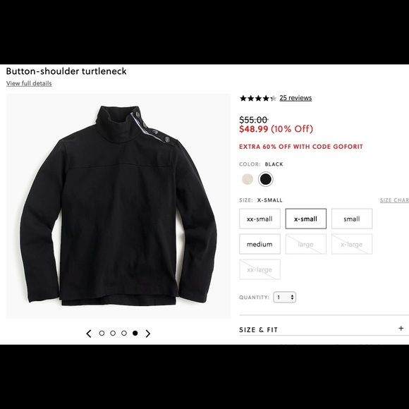 J.Crew Button-Shoulder Turtleneck - Picture 3 of 4